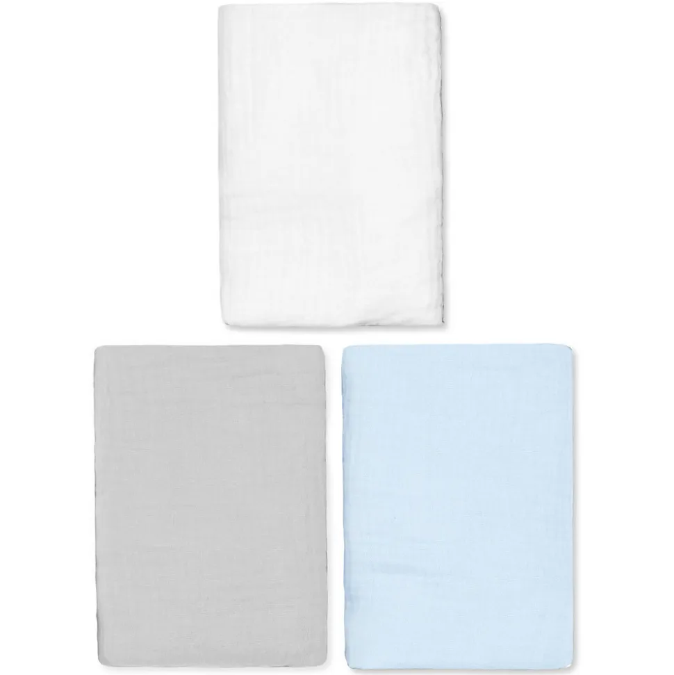 Lot de 3 Draps housses couffin en gaze de coton Uni
