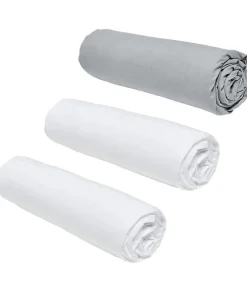 Lot de 3 draps housses TODAY Essential - 140 x 190 cm - 2 personnes - 100% Coton - Craie/ Acier
