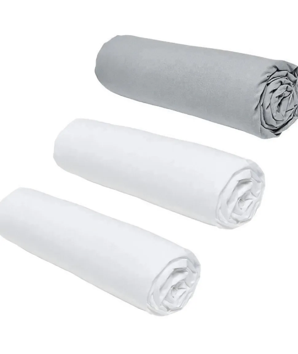 Lot de 3 draps housses TODAY Essential - 140 x 190 cm - 2 personnes - 100% Coton - Craie/ Acier