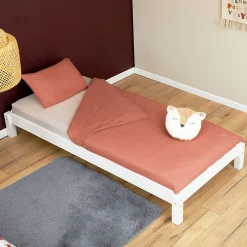 Lot de 2 lits superposables 90x190 cm RINO en pin massif lasuré blanc