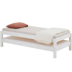 Lot de 2 lits superposables 80x190 cm RINO en pin massif lasuré blanc