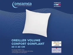 Lot de 2 oreillers - 60 x 60 cm de DREAMEA - 600 gr - MARIN