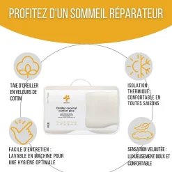 Lot de 2 oreillers - taie d'oreiller en coton - INPHYSIO Confort Plus