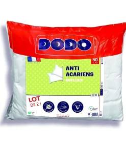 Lot de 2 oreillers anti-acariens 50x70 cm - 100% Polyester - DODO