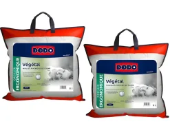 Lot de 2 oreillers DODO ergonomiques à mémoire de forme - 60x60 cm - VEGETAL