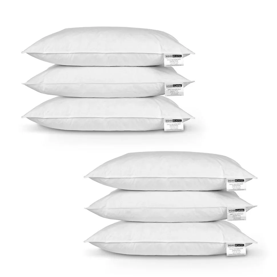 Lot de 6 oreillers en plumes de canard, 50 x 75 cm - HOMESCAPES