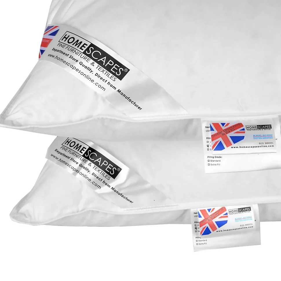 Lot de 2 oreillers naturels en plumes et duvet de canard, 50 x 75 cm - HOMESCAPES