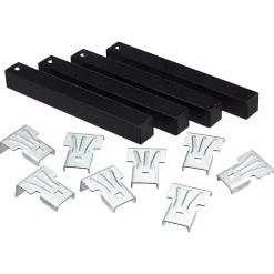 Lot de 4 pieds pour sommier en Métal sans roues couleur Noir - Hauteur 30 cm x 3 cm