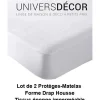 Lot de 2 Protèges matelas imperméable, absorbant et anti-acariens 90 x 190 cm