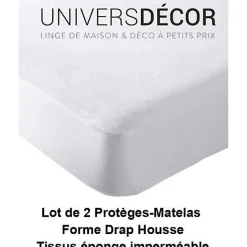 Lot de 2 Protèges matelas imperméable, absorbant et anti-acariens 90 x 190 cm