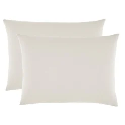Lot de 2 taies d'oreiller "Drift" pur coton teint lavé 57 fils/cm² toutes dimensions - Ecru - Taies d'oreiller 50 x 70 cm x 2