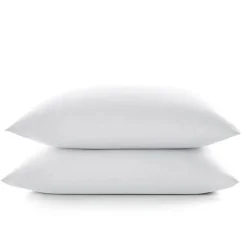 Lot de 2 taies d'oreiller "Drift" pur coton teint lavé 57 fils/cm² toutes dimensions - Blanc - Taies d'oreiller 50 x 70 cm x 2