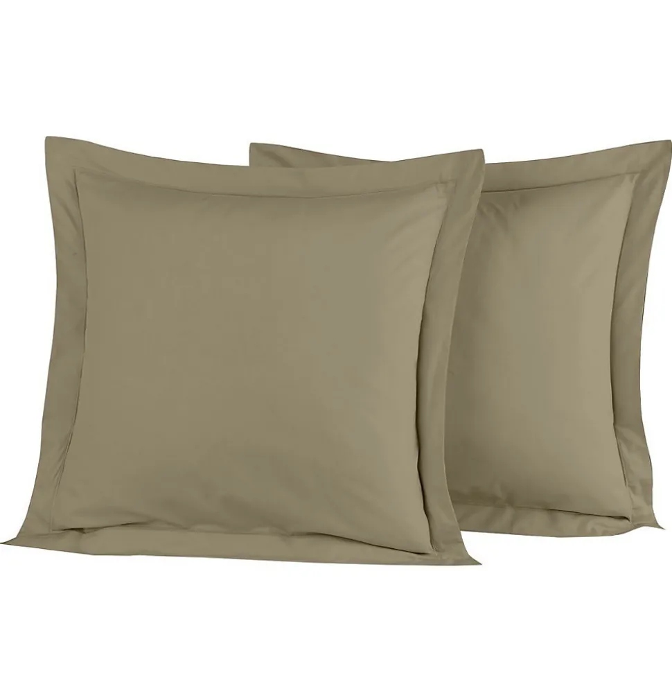Lot de 2 taies d'oreiller en percale de coton Taupe 65x65 cm SOFT PERCALE