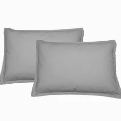 Lot de 2 taies d'oreiller en flanelle de coton Gris Perle 50x70 cm KLAPPEN