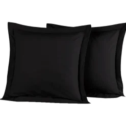Lot de 2 taies d'oreiller en percale de coton Noir 65x65 cm SOFT PERCALE