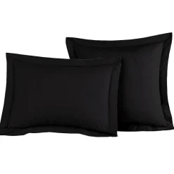 Lot de 2 taies d'oreiller en percale de coton Noir 65x65 cm SOFT PERCALE