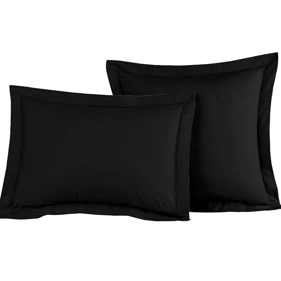 Lot de 2 taies d'oreiller en percale de coton Noir 65x65 cm SOFT PERCALE