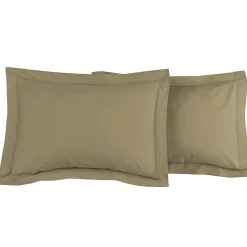 Lot de 2 taies d'oreiller en percale de coton Taupe 50x70 cm SOFT PERCALE