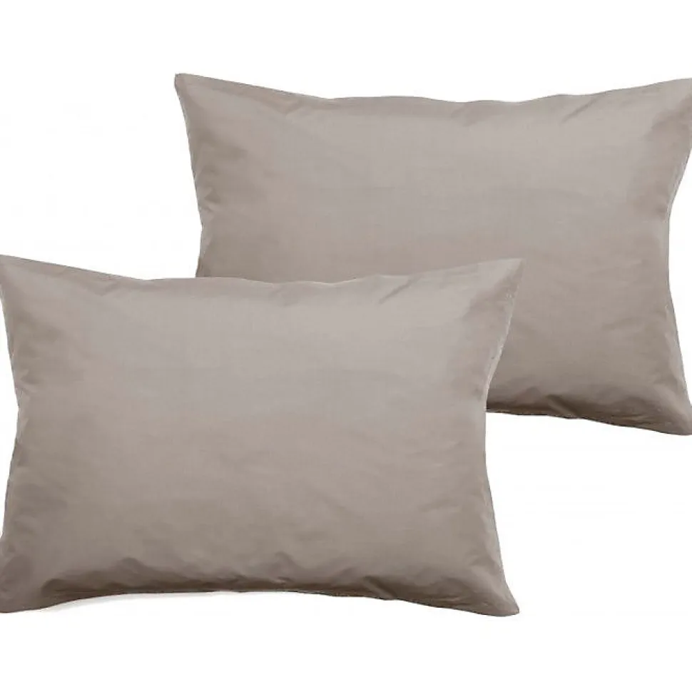 Lot de 2 taies d'oreiller percale pur coton peigné longues fibres 80 fils/cm² Vent du sud - Lin - Lot de 2 taies d'oreiller 50 x 7