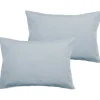 Lot de 2 taies d'oreiller percale pur coton peigné longues fibres 80 fils/cm² Vent du sud - Glacier - Lot de 2 taies d'oreiller 50