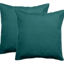 Lot de 2 taies d'oreiller percale pur coton peigné longues fibres 80 fils/cm² Vent du sud - Bleu canard - Lot de 2 taies d'oreille