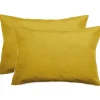Lot de 2 taies d'oreiller percale pur coton peigné longues fibres 80 fils/cm² Vent du sud - Moutarde - Lot de 2 taies d'oreiller 5