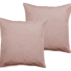 Lot de 2 taies d'oreiller percale pur coton peigné longues fibres 80 fils/cm² Vent du sud - Rose - Lot de 2 taies d'oreiller 65 x