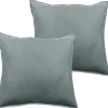 Lot de 2 taies d'oreiller Palace pur coton teint lavé 63 fils/cm² Vent du sud - Palace Lichen - Lot de 2 taies d'oreiller 65 x 65