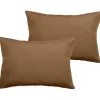 Lot de 2 taies d'oreiller percale pur coton peigné longues fibres 80 fils/cm² Vent du sud - Cognac - Lot de 2 taies d'oreiller 50