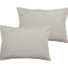 Lot de 2 taies d'oreiller percale pur coton peigné longues fibres 80 fils/cm² Vent du sud - Naturel - Lot de 2 taies d'oreiller 50