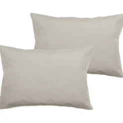 Lot de 2 taies d'oreiller percale pur coton peigné longues fibres 80 fils/cm² Vent du sud - Naturel - Lot de 2 taies d'oreiller 50