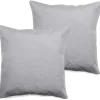 Lot de 2 taies d'oreiller percale pur coton peigné longues fibres 80 fils/cm² Vent du sud - Perle - Lot de 2 taies d'oreiller 65 x