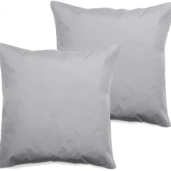 Lot de 2 taies d'oreiller percale pur coton peigné longues fibres 80 fils/cm² Vent du sud - Perle - Lot de 2 taies d'oreiller 65 x