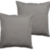 Lot de 2 taies d'oreiller percale pur coton peigné longues fibres 80 fils/cm² Vent du sud - Cendre - Lot de 2 taies d'oreiller 65