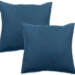 Lot de 2 taies d'oreiller Palace pur coton teint lavé 63 fils/cm² Vent du sud - Palace Marine - Lot de 2 taies d'oreiller 65 x 65