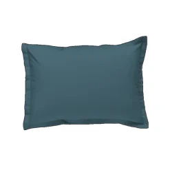 Lot de 2 taies d'oreiller unies en coton finition bourdon 50x70cm