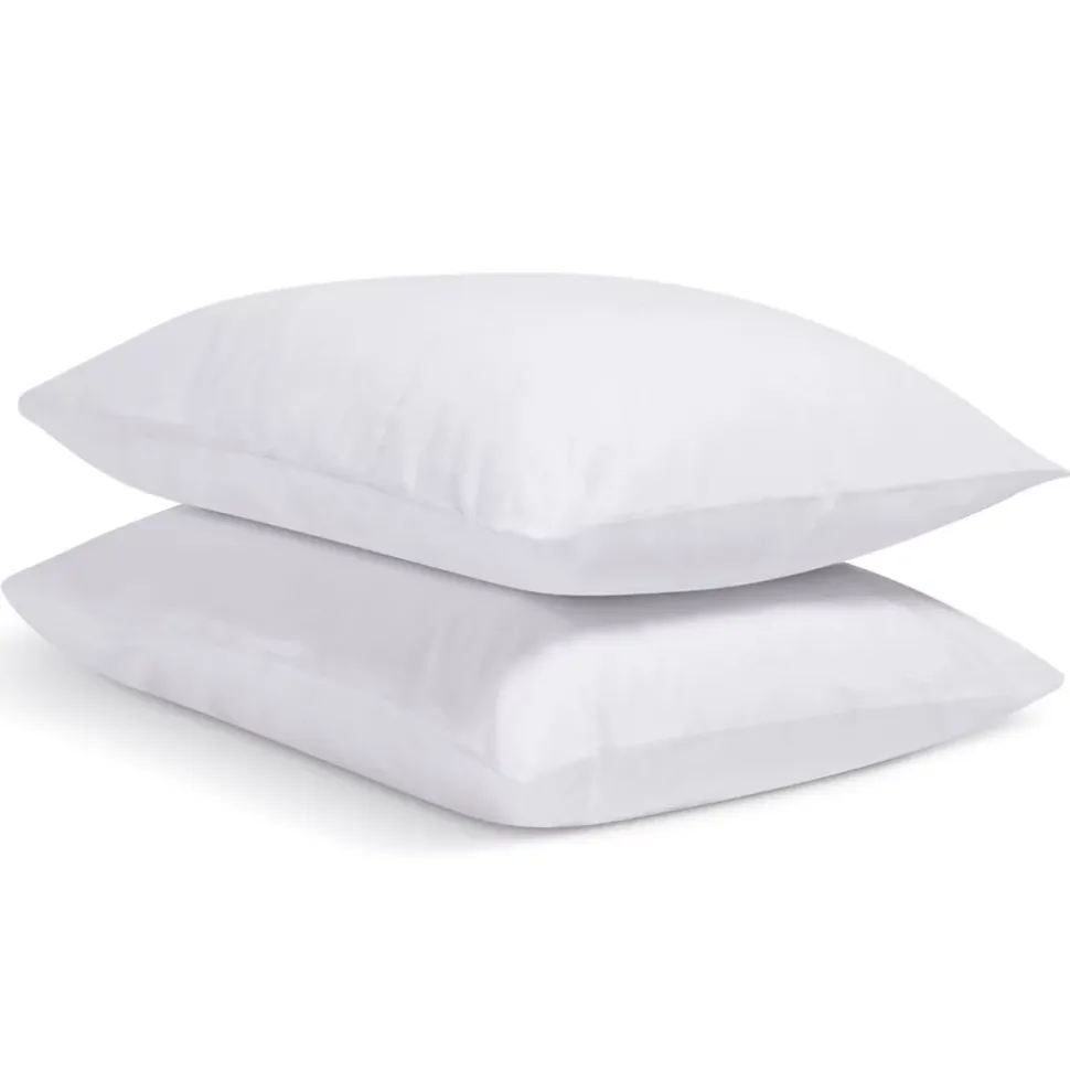 Lot de 2 Taies d'oreiller unies 65x65cm PERCALE BLANC