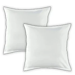 Lot de 2 taies d'oreiller unies en coton finition bourdon 65x65cm