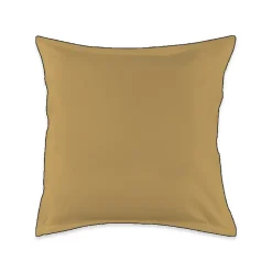 Lot de 2 taies d'oreiller unies en coton finition bourdon 65x65cm