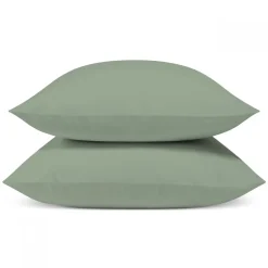 Lot de 2 Taies d'oreiller unies 65x65cm PERCALE SAUGE