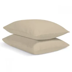Lot de 2 Taies d'oreiller unies 65x65cm PERCALE LIN
