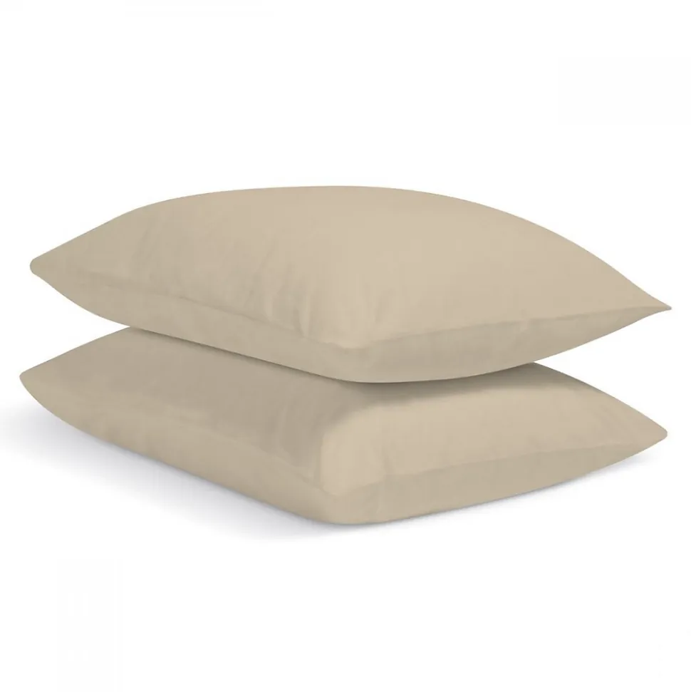 Lot de 2 Taies d'oreiller unies 65x65cm PERCALE LIN