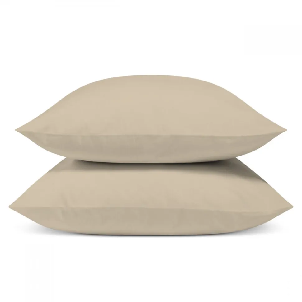 Lot de 2 Taies d'oreiller unies 65x65cm PERCALE LIN