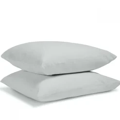 Lot de 2 Taies d'oreiller unies 50x75cm PERCALE GRIS CLAIR