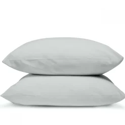 Lot de 2 Taies d'oreiller unies 50x75cm PERCALE GRIS CLAIR