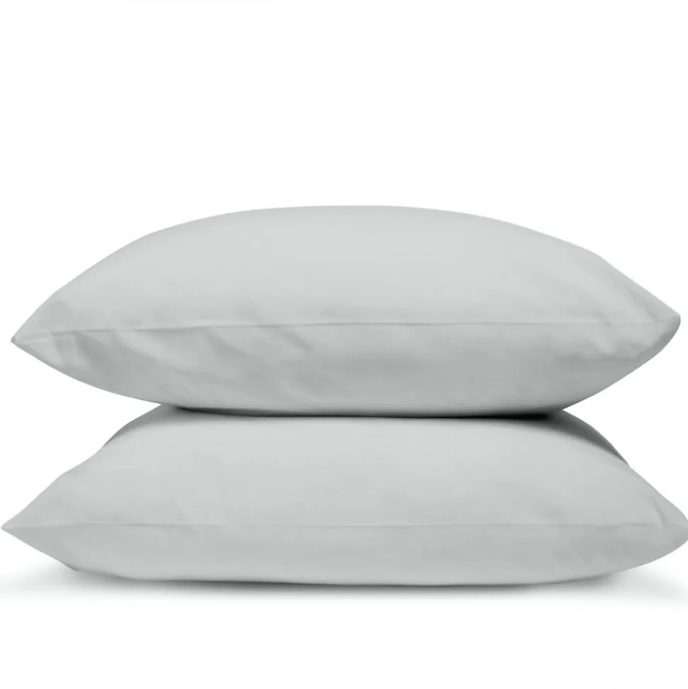 Lot de 2 Taies d'oreiller unies 50x75cm PERCALE GRIS CLAIR
