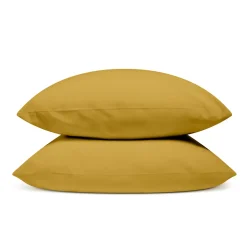 Lot de 2 Taies d'oreiller unies 50x75cm PERCALE MOUTARDE