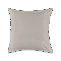 Lot de 2 taies d'oreiller unies en coton finition bourdon 65x65cm