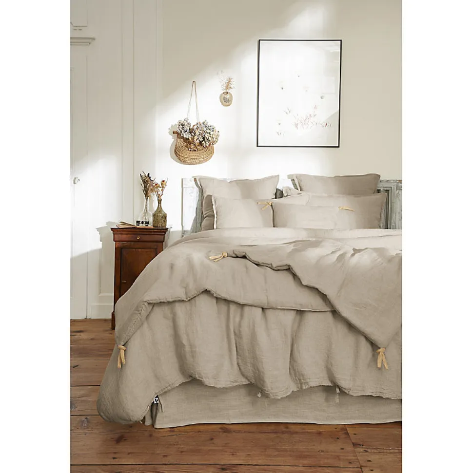 Lot de 2 taies d'oreillers 50 x 70 cm en lin lavé sable - LUISA