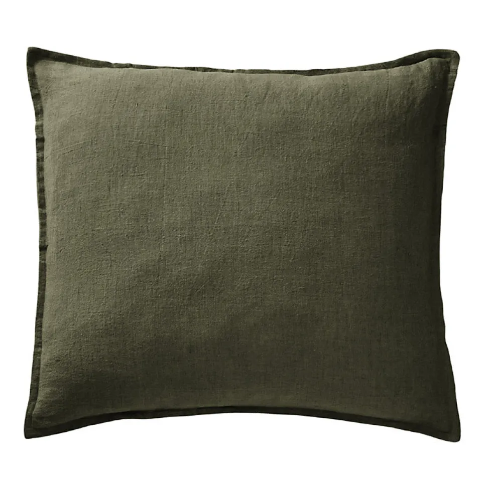 Lot de 2 taies d'oreillers 60 x 60 cm en lin lavé vert - LUISA